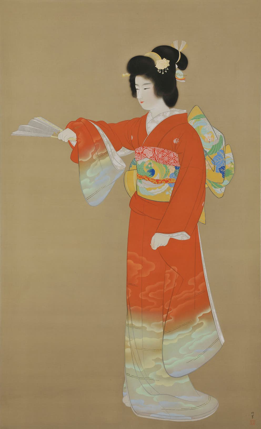 上村 松園、序の舞、巨匠、美人画、大判高級画集画、高級額装-