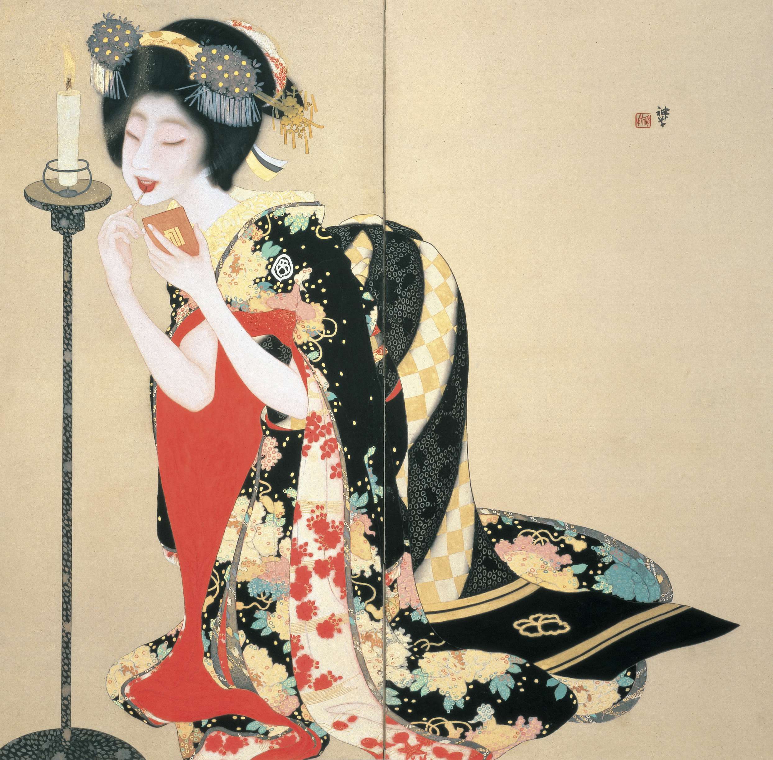 岡田為恭 童部弾琴読書図 彩色画 国宝近世日本の名画から 集英社