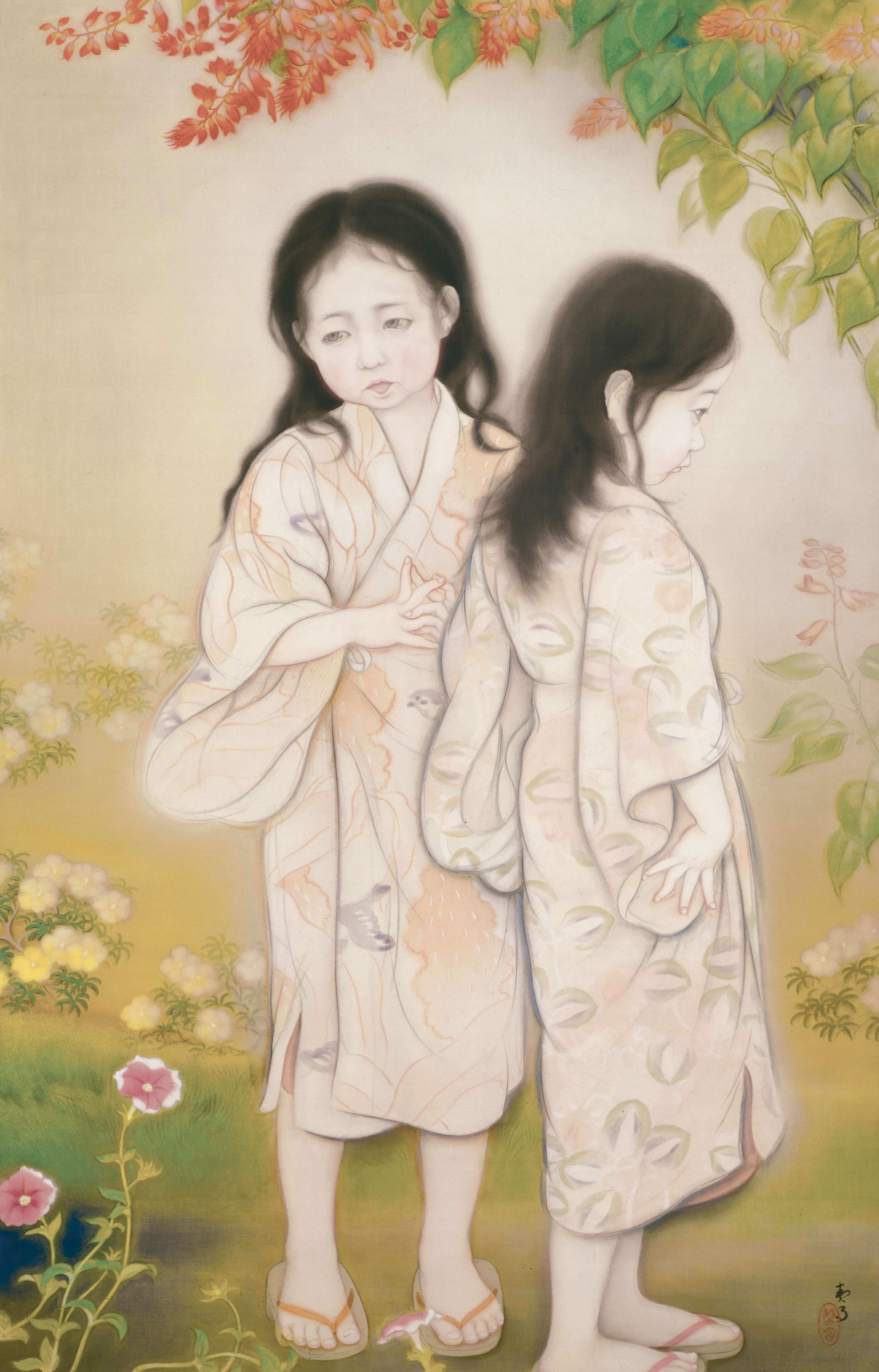 岡田為恭 童部弾琴読書図 彩色画 国宝近世日本の名画から 集英社