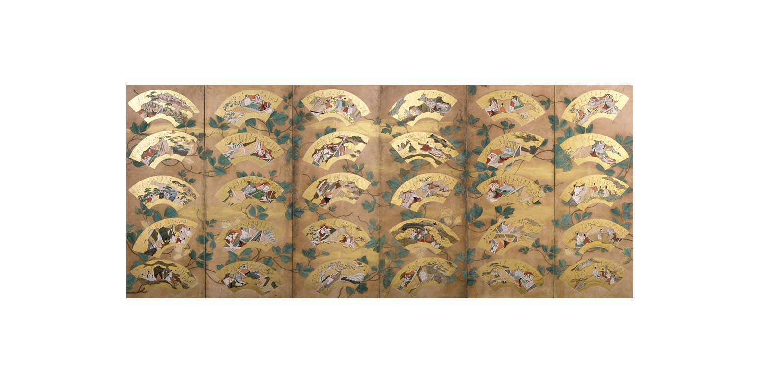 扇画「螢」(日本画) 扇の国、日本 展示構成 サントリー美術館