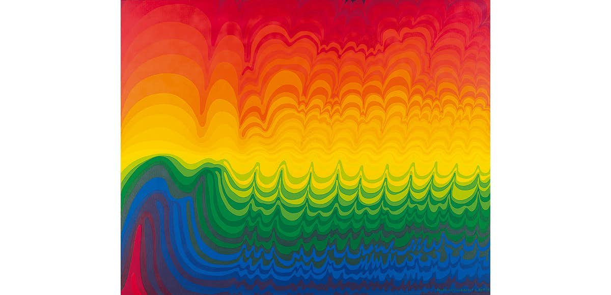 公式激安靉嘔版画額「Tactile Rainbow Room」　シルクスクリーン　限70　額裏にサイン、年記　17.5×17.5　額50.5×50.5　4枚組　1969 シルクスクリーン