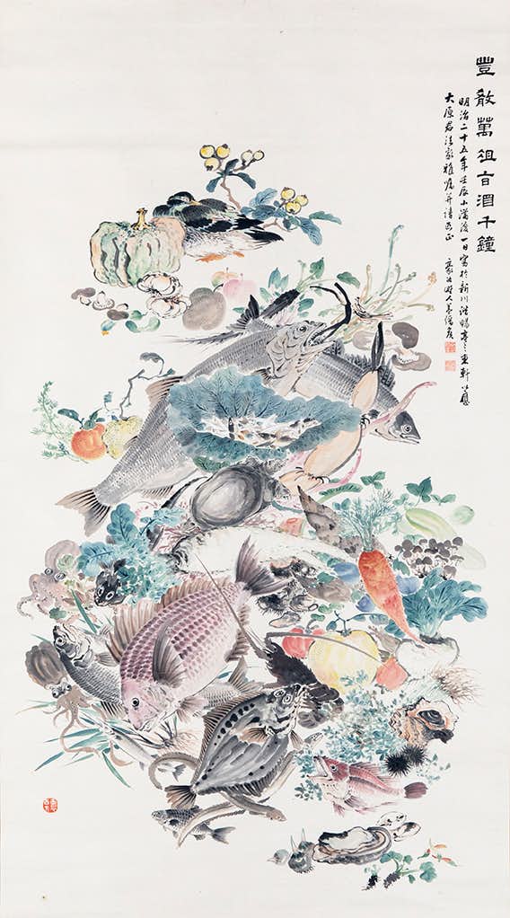 真作/衣笠豪谷/山水図/軸先紫檀/杉題箱付/布袋屋掛軸HH-407