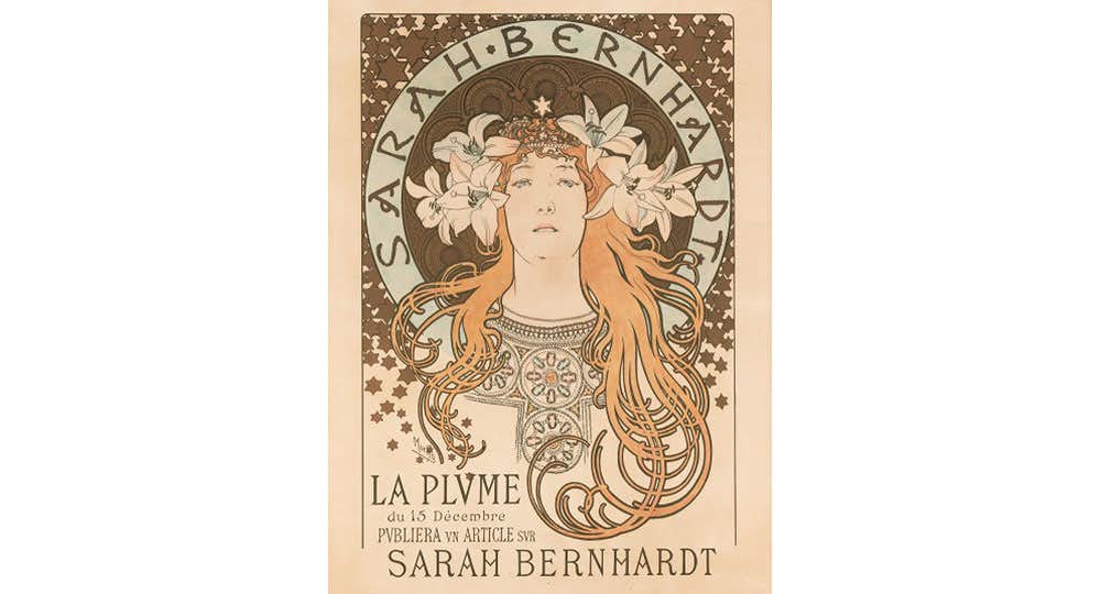 販売特注ミュシャ　「サラ・ベルナール　ルフェーヴル・ユーティル1903」 石版画、リトグラフ