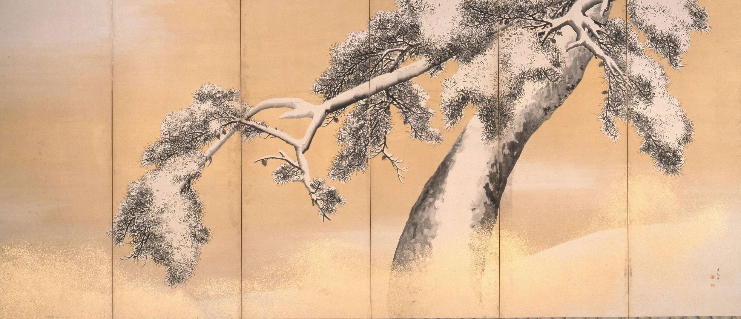 【真作】円山應挙 雪松図屏風 国宝 雪松図と明治天皇への献茶(三井記念美術館)|美術手帖