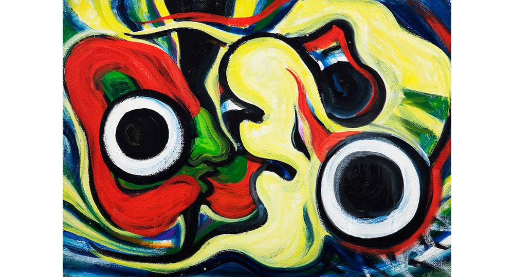 太*郎様 「 あの人が笑顔でいられるように 」｜絵画 原画 抽象画 動物画 ドロ 対峙する眼（岡本太郎記念館）｜美術手帖