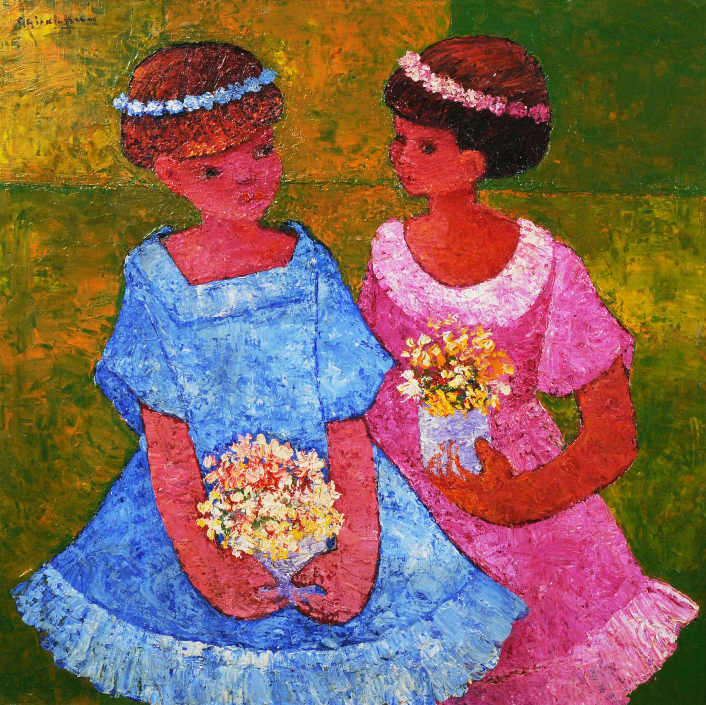 【ハイチアート】絵画 マーケット サイン有り ハイチアン　ヴィンテージ top|カリブ海の小さな島国から「Haitian art 」