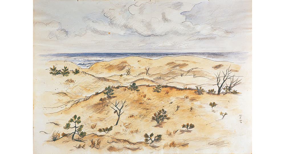 国立秀雄『安曇野山畑』油絵直筆風景画裏書サイン高級額装