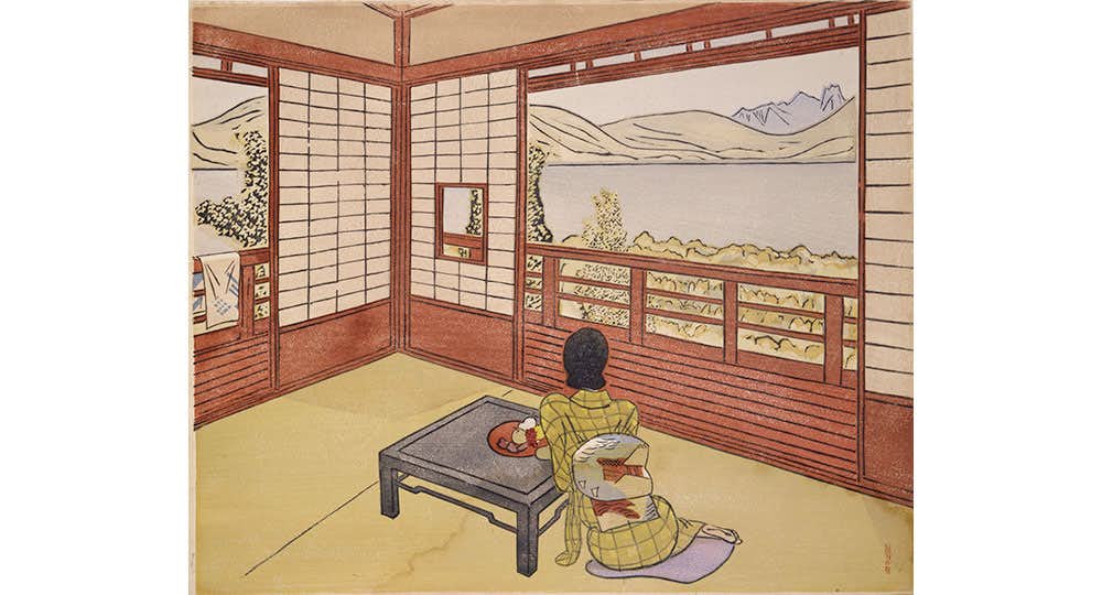 前川千帆 木版画　土瓶に梅枝 額縁 アート インテリア 前川千帆 木版画 土瓶に梅枝 額縁 アート インテリア - メルカリ