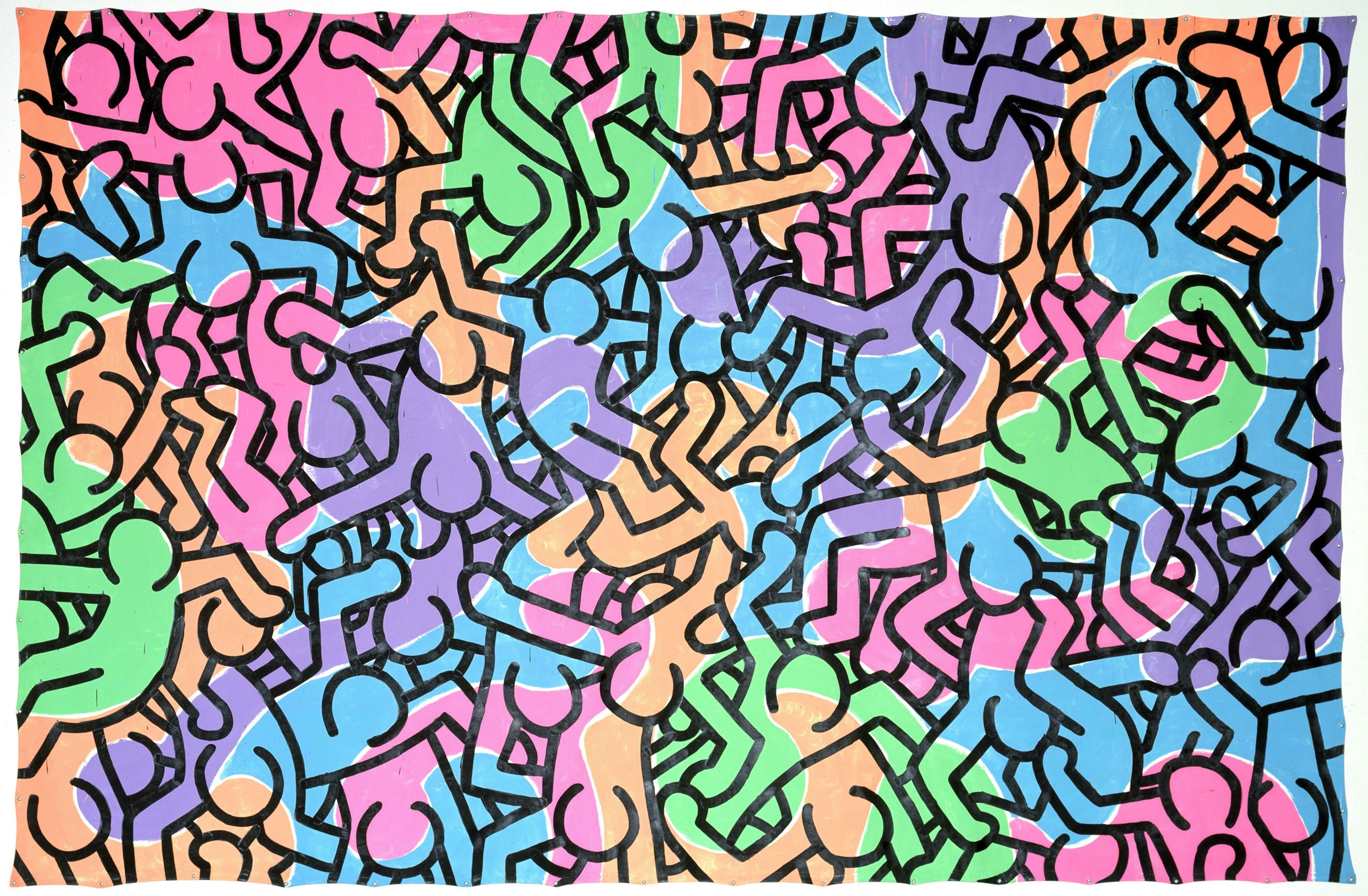 キースヘリング　作品　Keith Haring　現代アート絵画/タペストリー
