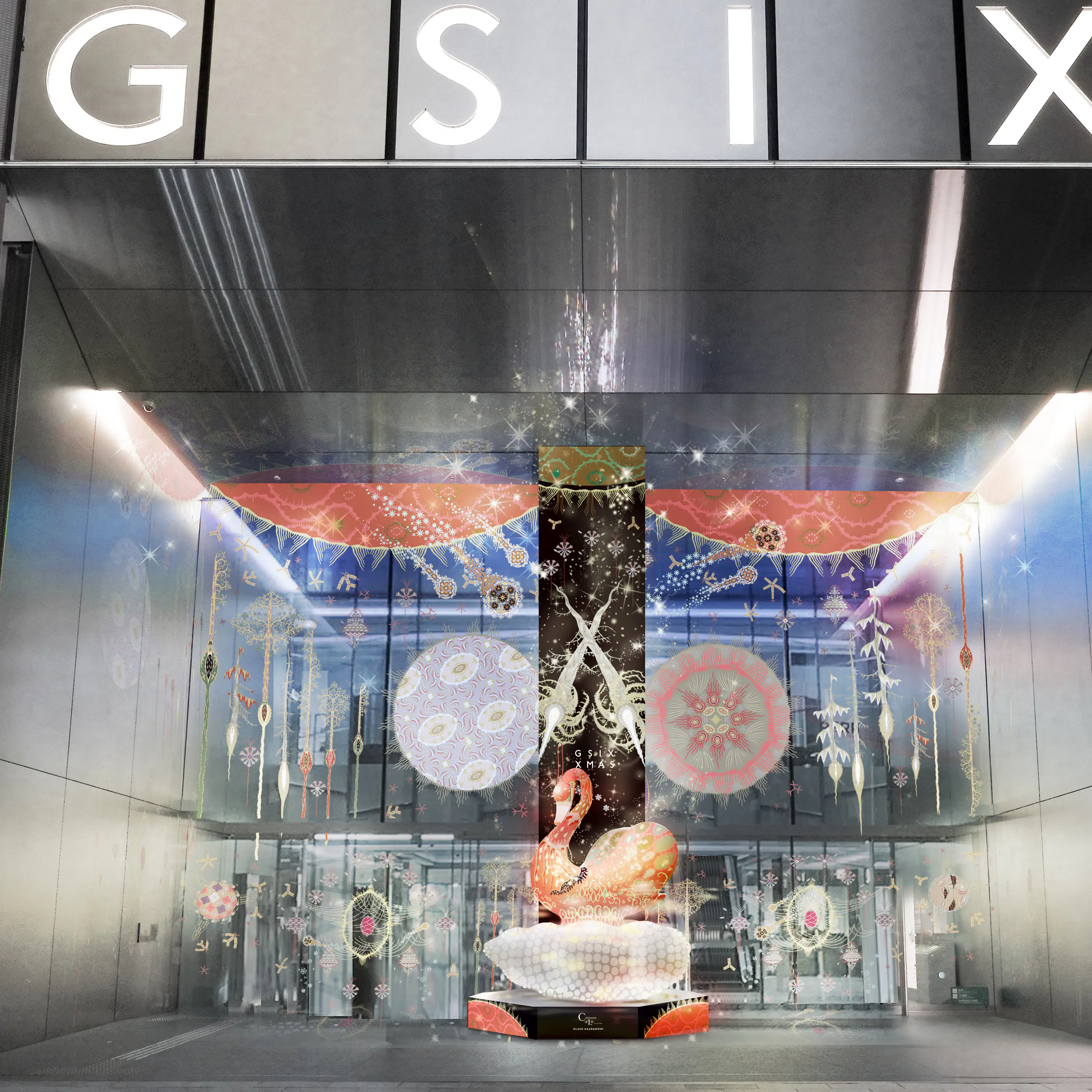 Ginza Sixにクラウス ハーパニエミによるクリスマスアートが登場 中央吹き抜けには全長約10メートルのクジラが出現 美術手帖