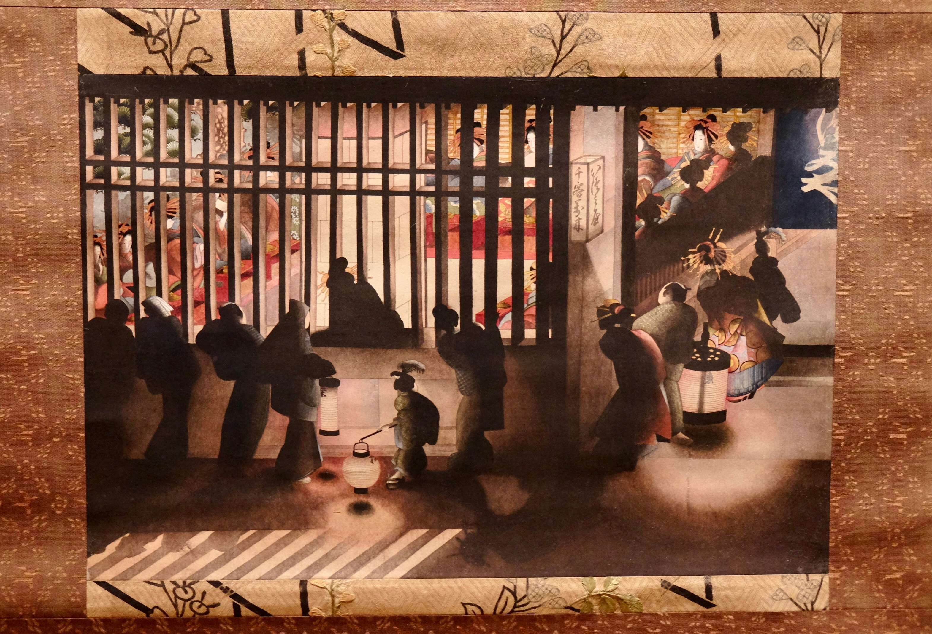 葛飾応為 吉原格子先之図 39.8×26.3cm 複製ポスター 浮世絵 葛飾北斎