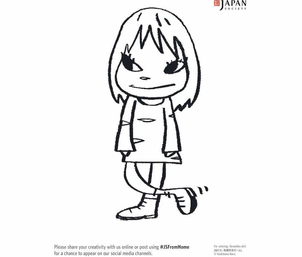 奈良美智の 夜露死苦ガール が塗り絵で登場 Nyジャパン ソサエティーが無料公開 画像ギャラリー 1 1 美術手帖
