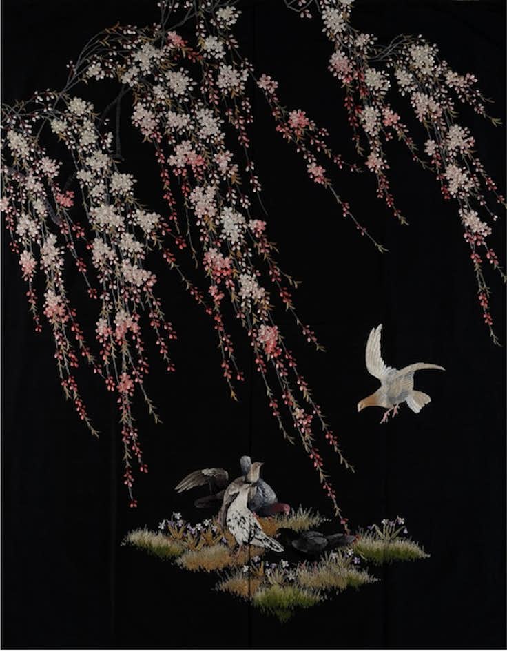 昭和レトロ 糸の絵画 文化刺繍 鷲 ワシ 絵画 芸術 美術 アート 100年を超えて日本へ里帰りした作品も。「刺繍絵画の世界展