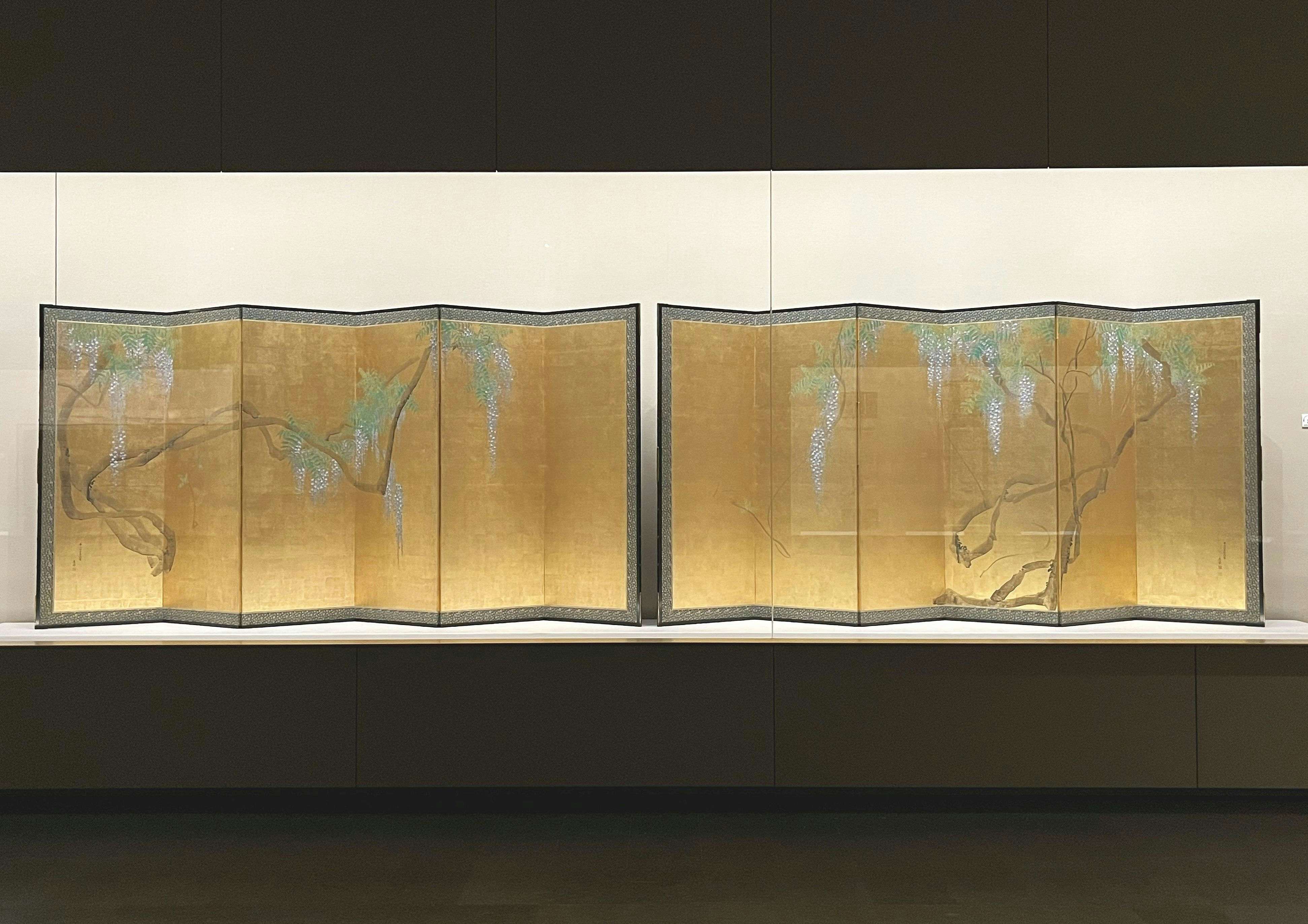 円山応挙、藤花図屏風、超希少・大判画集画、新品高級額装付 円山応挙の「藤花図屏風」 : 一語一絵