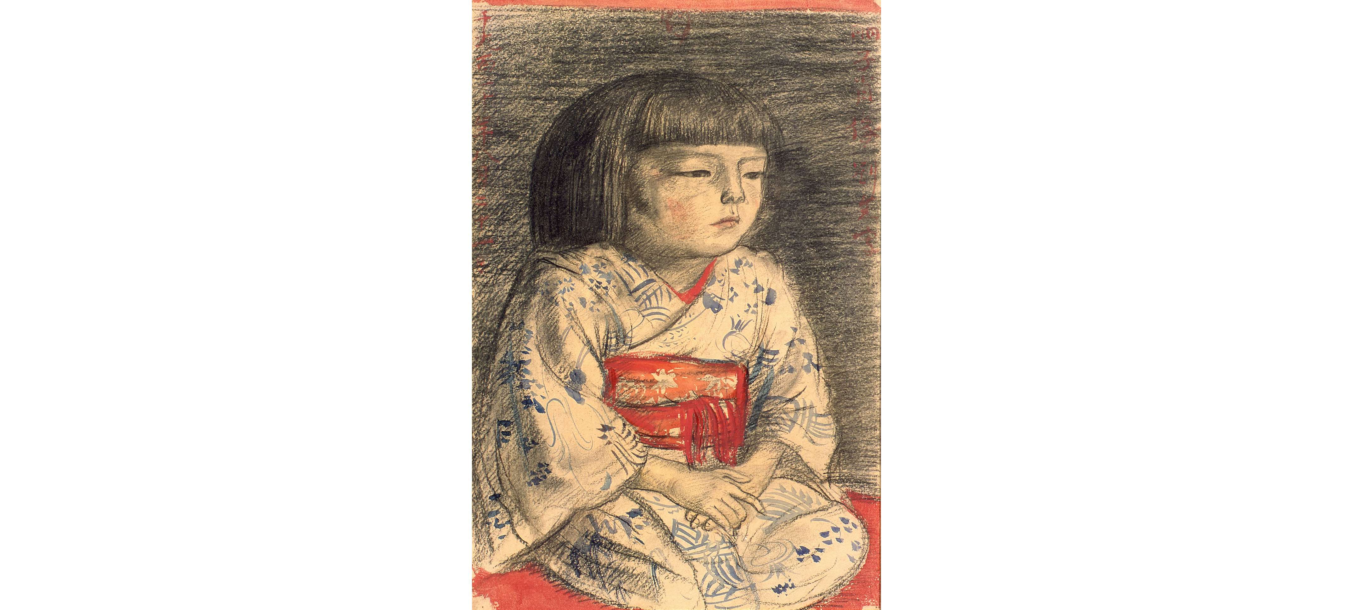 馬越陽子、【笛を吹くインド人】、希少な額装用画集より、新品額装付 馬越陽子おぶせ記念美術館」が長野県小布施町に4月25日オープン。油彩